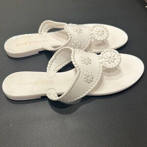 Jack Rogers White Sandals with Floral Accents